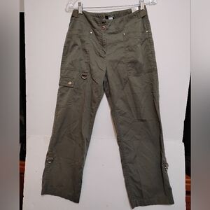 Jones New York Signature Olive Mid Rise Cargo Pants Capris Cotton Girls Size 4